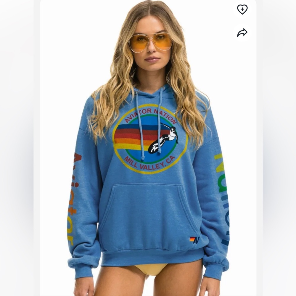 NWOT AVIATOR NATION MILL VALLEY RELAXED PULLOVER HOODIE - COBALT
